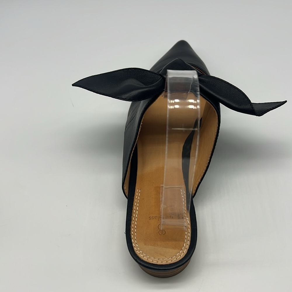 Bill Blass - Sabrina Black Leather Pointed Toe Bow Slip On Lightweight Flats 10 - Picture 13 of 15